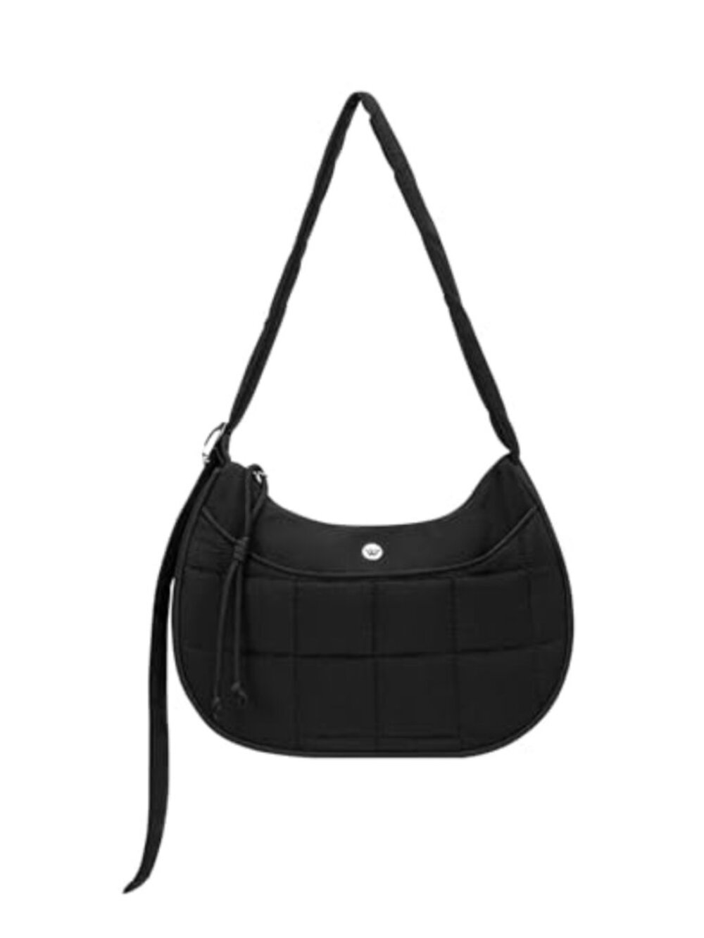 Puffer Crescent Shoulder Bag Women Quilted Nylon Handbag Adjustable Strap